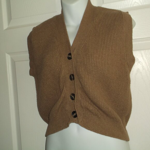 POOF Apparel Brown V-Neck Button Front Sweater Vest ~ Women's Juniors Size Large - Picture 5 of 9